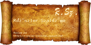 Röszler Szalóme névjegykártya